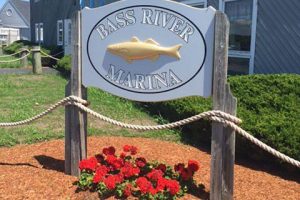 Bass River Marina business sign